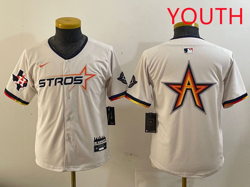 Youth Houston Astros Blank Cream three generations Joint Name 2025 Nike MLB Jersey style 4144->youth mlb jersey->Youth Jersey